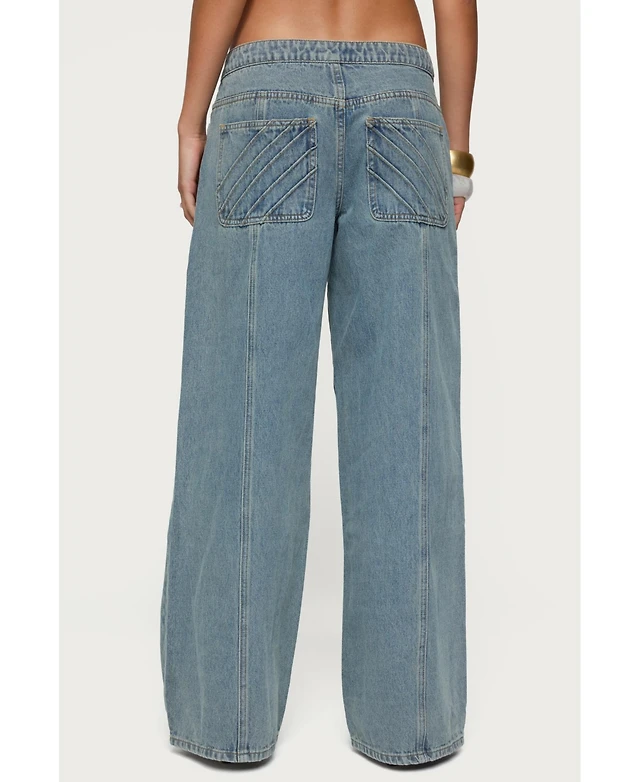 Shop Edikted Women's Floral Foldover Low Rise Jeans at Beverly