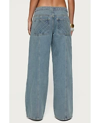 Edikted Women's Stitch & Pleat Low Rise Jeans