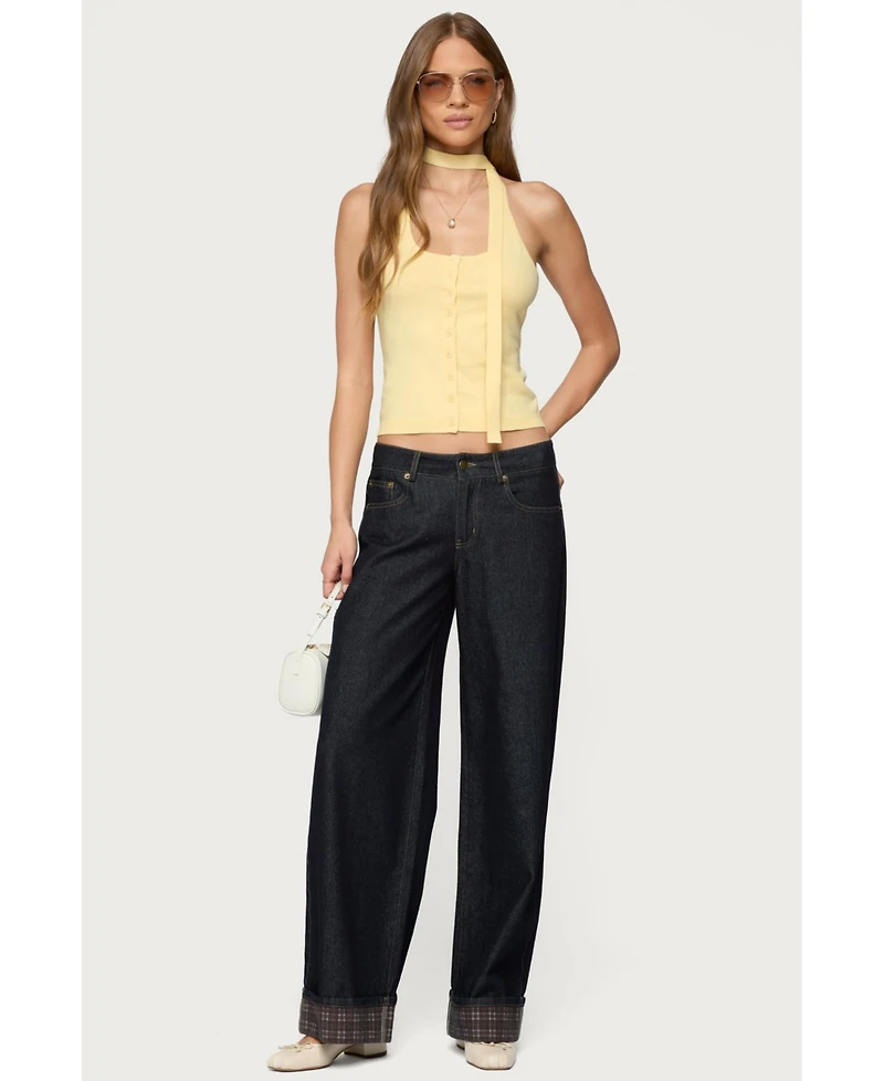Edikted Womens Two Piece Knit Halter Top