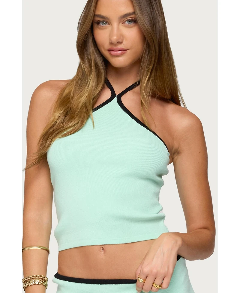 Edikted Women's Aureley Contrast Knit Halter Top