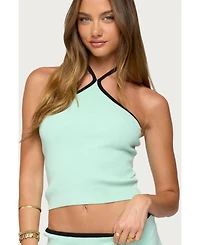 Edikted Women's Aureley Contrast Knit Halter Top