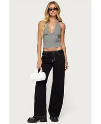 Edikted Women's Sage Striped Halter Top