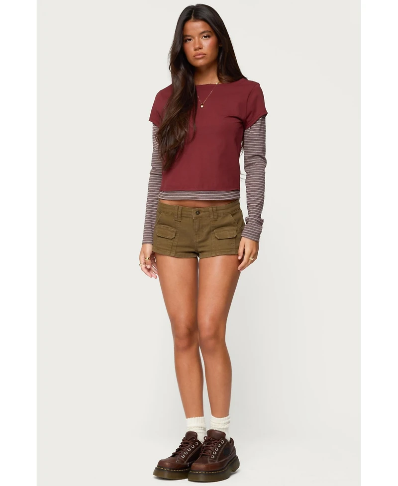 Edikted Women's Layered Stripey Long Sleeve T Shirt