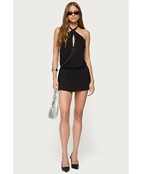 Edikted Women's Studded Drop Waist Backless Mini Dress