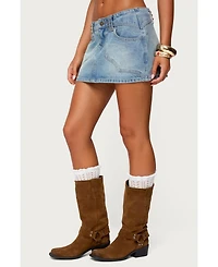 Edikted Womens Tory Western Denim Mini Skirt