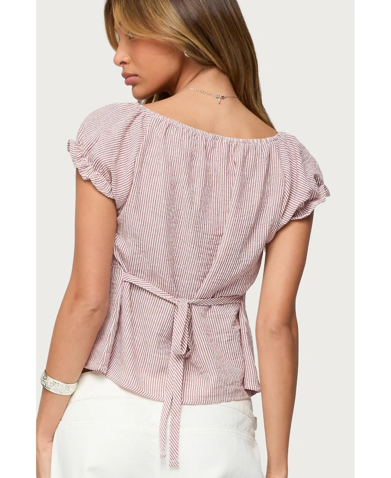 Edikted Women's Rhory Pinstripe Babydoll Top