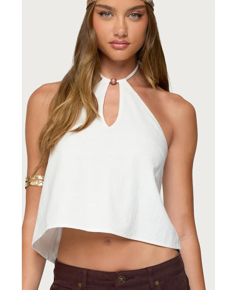 Edikted Women's Oliviana Linen Look Halter Top