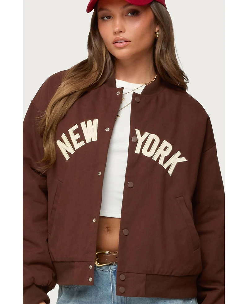 Edikted Women's Big Apple Oversized Bomber Jacket