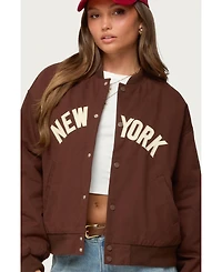Edikted Women's Big Apple Oversized Bomber Jacket
