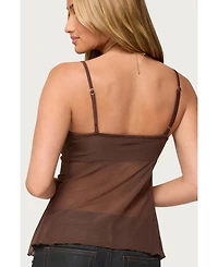 Edikted Women's Reeve Split Front Sheer Mesh Top