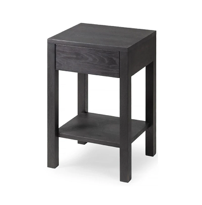 Woodek Set of 2 Black Vintage Style Wooden Nightstands with Storage Drawer - Side Table for Bedroom