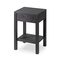 Woodek Set of 2 Black Vintage Style Wooden Nightstands with Storage Drawer - Side Table for Bedroom
