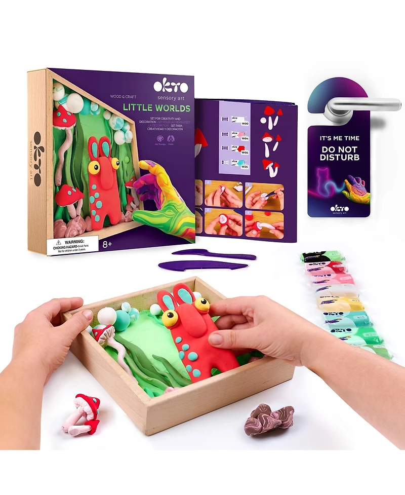 Wise Elk Okto Little Worlds - Mommy Troll - Foam Air-Dry Clay Wooden Art Kit (8.3 Square)