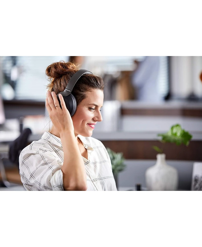 Philips Audio Performance, Active Noise Cancelling, Bluetooth 5.0 Over-Ear Headphones with Google Assistant (Black) TAPH805BK