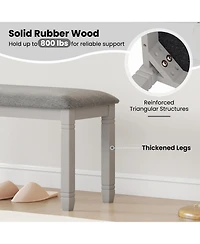 Gymax Upholstered Bedroom Bench w/ Padded Seat & Solid Wood Legs for Dining Room