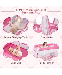 Costway Portable Baby Playpen Crib Cradle Changing Pad Mosquito Net Toys
