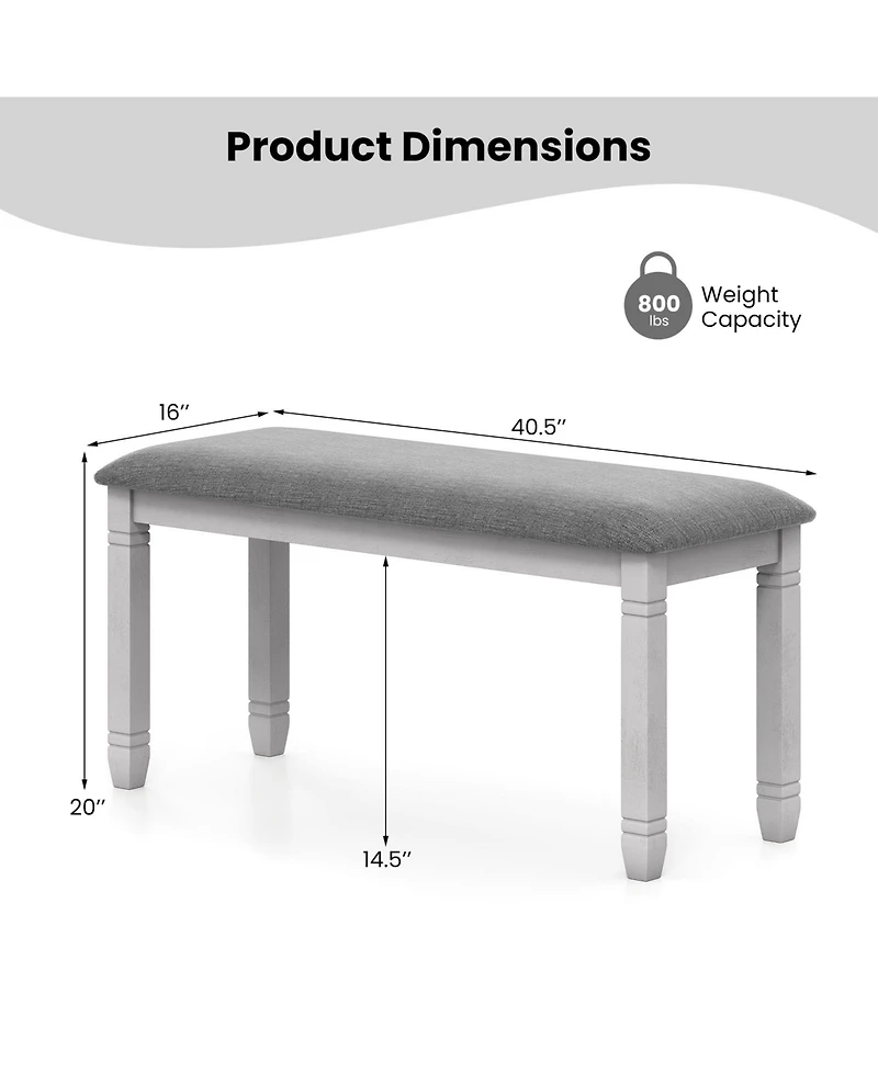 Gymax Set Of 2 Upholstered Bedroom Bench w/Padded Seat & Solid Wood Legs for Dining Room