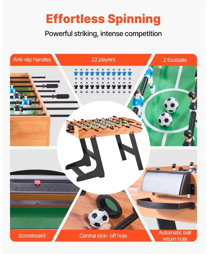 Slickblue Folding Foosball Soccer Game Table Standard Size for Indoor Home Play