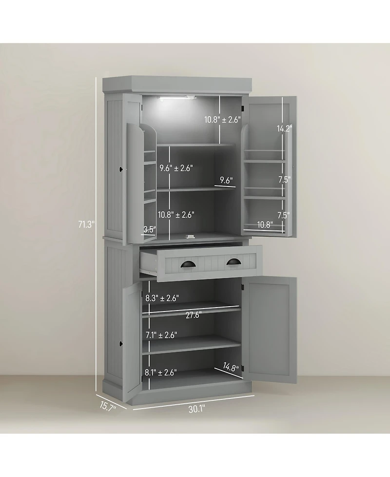 Slickblue Tall Kitchen Storage Cabinet with Doors and Shelves for Pantry and Dining Room