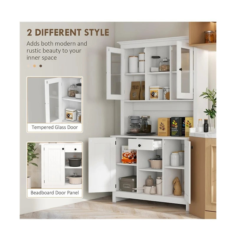 Slickblue Spacious Kitchen Storage Cabinet with Doors and Shelves for Pantry Organization