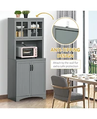 Slickblue Heavy Duty Kitchen Storage Cabinet with Doors and Shelves for Organized Pantry Space