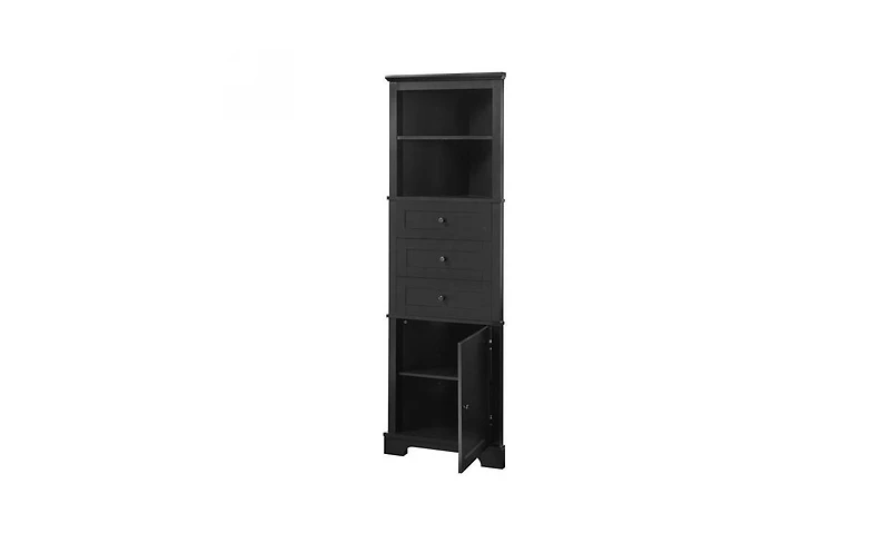 Triangle Tall Cabinet with 3 Drawers and Adjustable Shelves for Bathroom and Kitchen