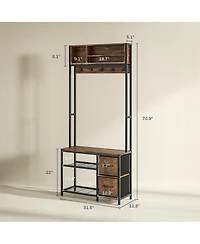 Slickblue Shoe Storage Cabinet and Hall Tree Combo for Organized Entryway and Shoes