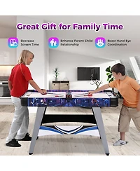 Gymax 54'' Air Hockey Game Table w/2 Pushers Pucks Adjustable Foot Pads Led Scoreboard