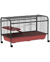 PawHut 48" L Small Animal Cage Rabbit Hutch with Feeder