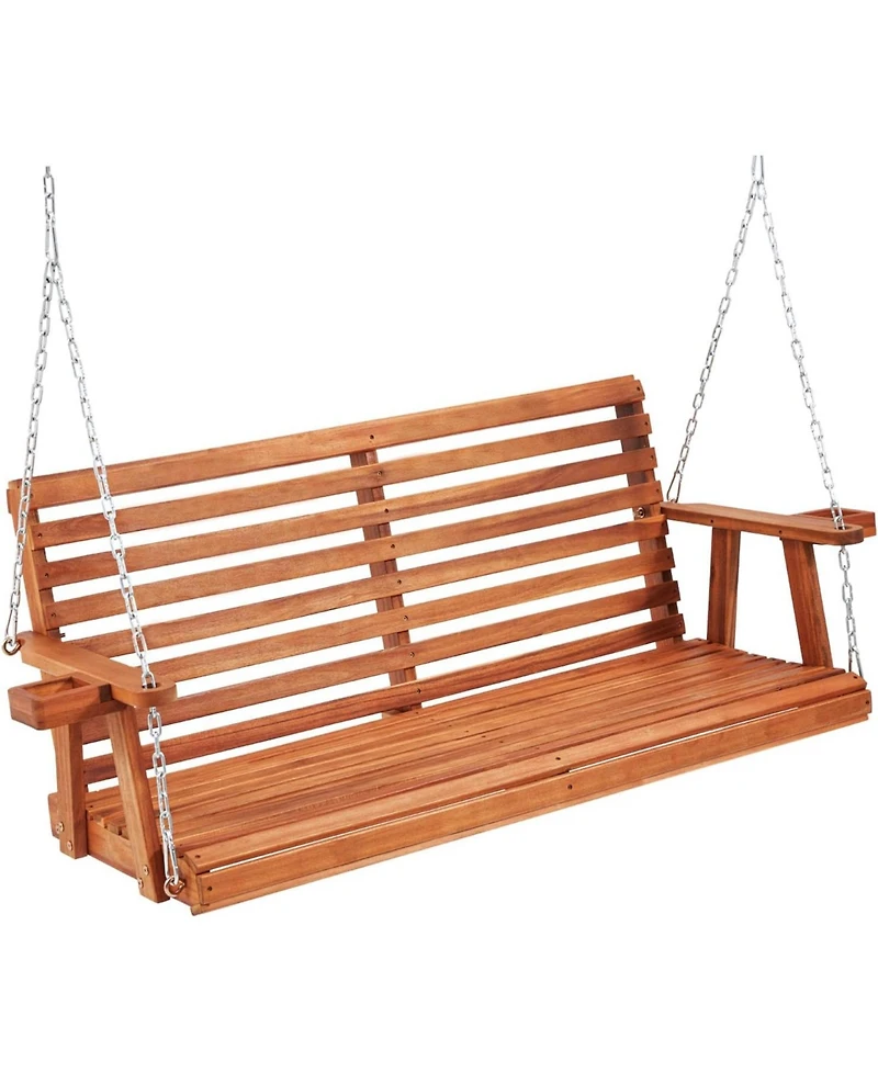 Aecojoy Upgraded 2-3 Person Wooden Porch Swing
