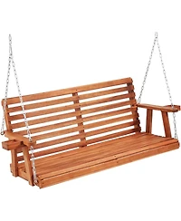 Aecojoy Upgraded 2-3 Person Wooden Porch Swing