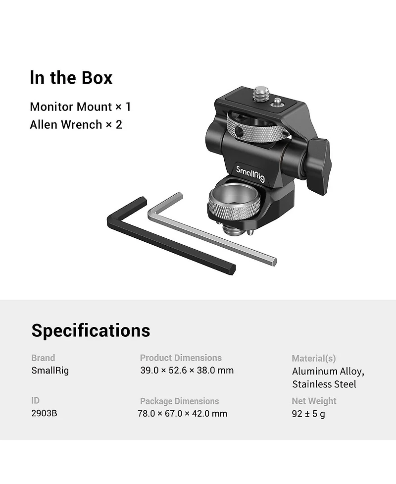 SmallRig Swivel and Tilt Adjustable Monitor Mount with Arri-Style Screw