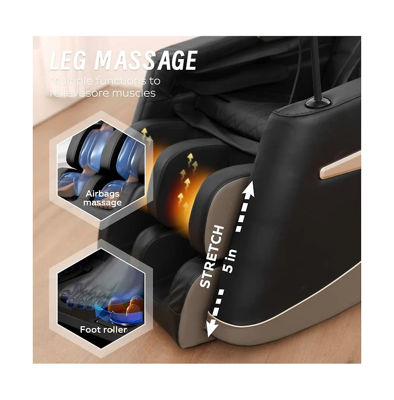 Full Body Massage Chair with Heat & Air Compression, Zero Gravity Recliner with Calf Rollers & Bluetooth-Maison Boucle