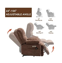 Maison Boucle Oversized Power Lift Recliner for Big & Tall Adults, 23" Wide Chenille Chair with Massage, Heat Usb-Maison