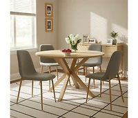 Compact 5-Piece Dining Set with 39.5 Inch Round Table and 4 Chairs, Natural Wood Look for Small Kitchens or Apartments-Maison Boucle