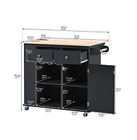 Maison Boucle Kitchen Island with Power Outlet, Drop Leaf, Wine Glass Rack & 2 Drawers, Mobile Cart Locking Wheels-Maison