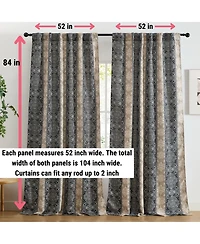 Hlc.me William Boho Damask Striped Patterned Window Back Tab Rod Pocket Curtains Bedroom - Light Blocking Darkening Window Panels