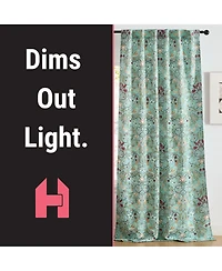Hlc.me Florence Floral & Birds Patterned Window Back Tab Rod Pocket Curtains Bedroom - Light Blocking Darkening Window Panels