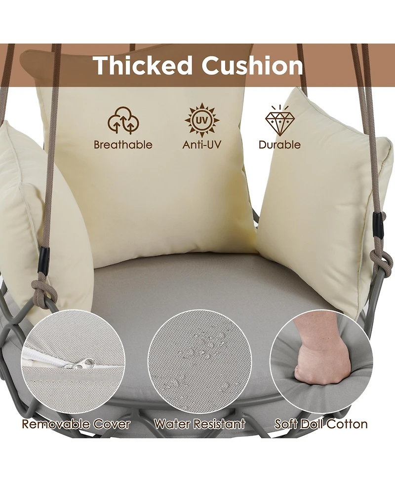 Flynama Outdoor Floating Swing Chair with 8 Inch Waterproof Cushion 300lb Capacity