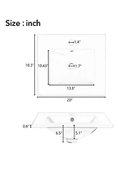 Casainc 20" Bathroom Vanity with Ceramic Sink, Soft-Close Door, Adjustable Shelf and Door-Mounted Storage Rack
