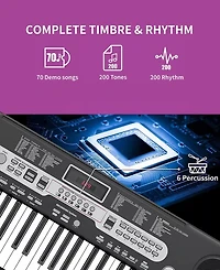 61 Key Electronic Keyboard Piano for Beginners Musical Keyboard with Piano Stand Lcd Screen and 3 Teaching Modes
