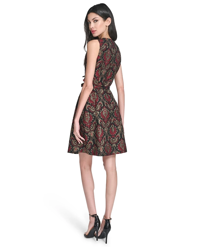Vince Camuto Petite Jacquard Fit and Flare Short Dress