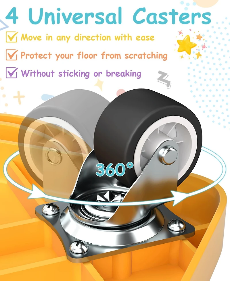 4/6-Pack Kids Sitting Scooter Set with Handles and Non-marring Universal Casters
