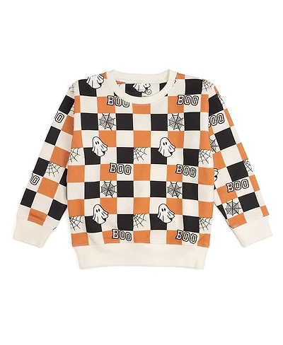 Sweet Wink Little and Big Boys Boo Checkered Halloween Sweatshirt