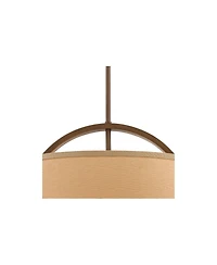Possini Euro Design Brushed Bronze Drum Pendant Chandelier 20" Wide Modern Sand Stone Linen Shade Fixture for Dining Room House