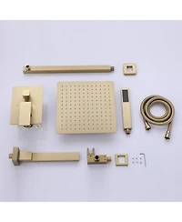 Greenspring Single-Handle 3-Spray Square High Pressure Tub and Shower Faucet in Brushed Gold (Valve Included)