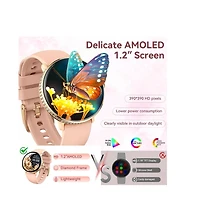 Ruxing Smart Smart Watches For Women With Make/Answer Call 1.19" Amoled Screen Fitness Tracker Heart Rate Sleep Monitor 100+ Sport Modes Waterpro