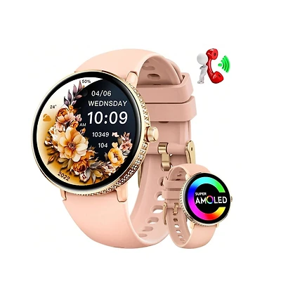 Ruxing Smart Smart Watches For Women With Make/Answer Call 1.19" Amoled Screen Fitness Tracker Heart Rate Sleep Monitor 100+ Sport Modes Waterpro