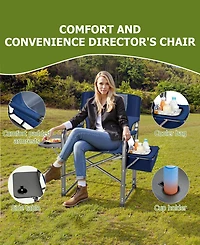 Sugift Camping Chair Oversized Beach Chair with Cooler Bag, Fold-Out Side Table, Cup Holder