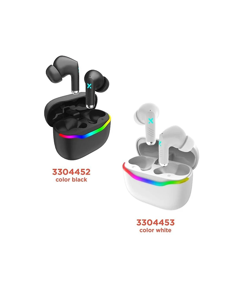 RadioShack Wireless Gaming Earbuds with Noise Cancelation and Rgb Led Lights With 22 Hour Playtime 3304453 White